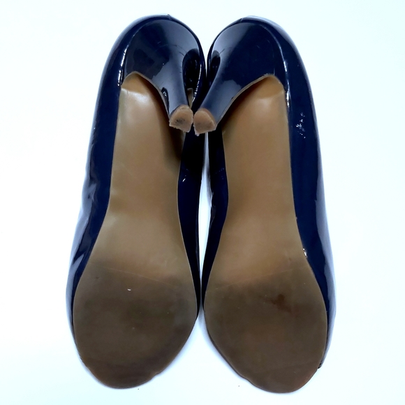 Nine & Co Navy Patent Danee Classic Court Peep Toe - Picture 7 of 8